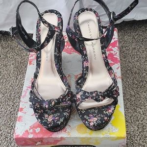 Chinese Laundry desert queen black floral wedge.
